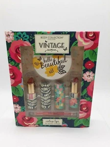 Rossetto e fodere labbra vintage rosso e arancione bruciato e set regalo specchio compatto. - Foto 1 di 3