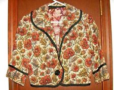 VTG Glentex Floral Tapestry Print 3/4 Sleeve Short Jacket w/Big Button Closure-S