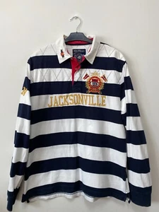 MCNEAL Herren gestreifter weiß/blau Jacksonville Rugby Pullover Größe XL - Bild 1 von 6