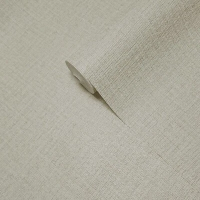 Modern rustic grayish tan plain faux woven fabric textured plain Wallpaper rolls - Image 1 of 4