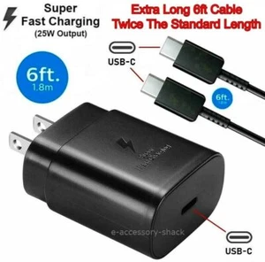 25w Type USB-C Super Fast Wall Charger Cable For Samsung Galaxy S20 S21 S22 S24 - Picture 1 of 32