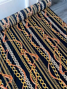 1M Chain Rope Black Gold Georgette soft dress fabric decorating fabric 58" - Picture 1 of 5