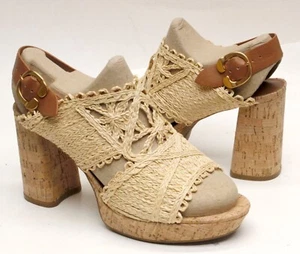 NEW Aerosoles Catherina Raffia High Heel Platform Sandals 12 with 4" Block Heels - Picture 1 of 6
