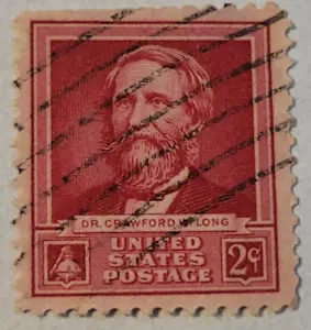 U.S. Postage ~ Dr. Crawford W. Long/Comm ~ 2¢ Red Stamp Posted ~ 1940 ~ P59 - Picture 1 of 6