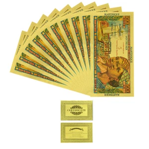 10pcs Martinique 500 Francs Gold Foil Plastic Banknotes Art Ornaments Souvenir - Picture 1 of 5