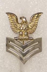 USN U.S. Navy 820 - Suboficial 1a Clase Rango Insignia - Águila plateada y dorada - Imagen 1 de 2