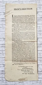 1792 Proclamation General Arme Rhin Ville Manzy Mainz Custine Dokument Papier - Bild 1 von 3