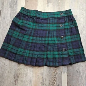 Gap Teen Size 12 Tartan Plaid Pleated Skirt Green And Navy Blue NEW With Tags - Picture 1 of 7
