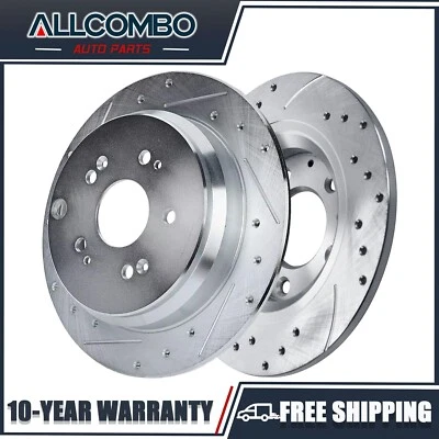 Rear Drilled Brake Disc Rotors for 2005 - 2016 Honda CR-V 2007 - 2018 RDX -Solid - Image 1 of 4