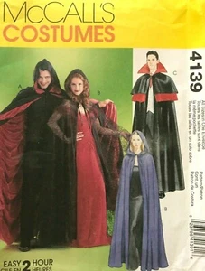 Capa de Halloween McCall's Misses patrón de disfraz 4139 talla S-XL SIN CORTAR - Imagen 1 de 2