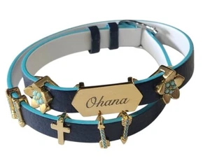 Keep Key Collective blauer Gürtel Wickelarmband goldfarbene Akzente Kreuz Blume Pfeil - Bild 1 von 10