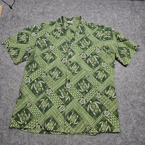 Royal Creations Turtle Hawaiian Shirt Men XL Green White Mosaic Tribal Print - Picture 1 of 10