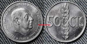 FRANCO. RAROS 50 céntimos año 1966 en estrellas 1970. Peso 1,00 gr. AUTENTICA. - Imagen 1 de 2