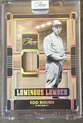 2025 Panini Three and Two Luminous Lumber Edd Roush Holo Gold Bat Relic 10/10 - Image 1 of 3