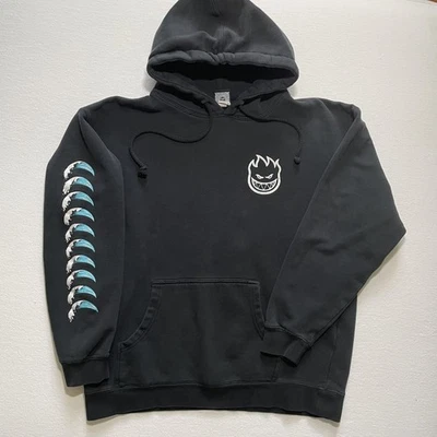 Moletom com capuz vintage Spitfire masculino grande preto The End espiral onda skatista surf grunge - Imagem 1 de 4