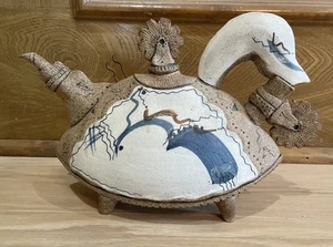 vintage studio art pottery teapot signed Spurs 1996 Memphis - Picture 1 of 19