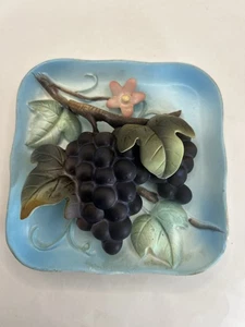 Plato de pared vintage Napco cuadrado uvas 3D decoración colgante #C4118/m - Imagen 1 de 22