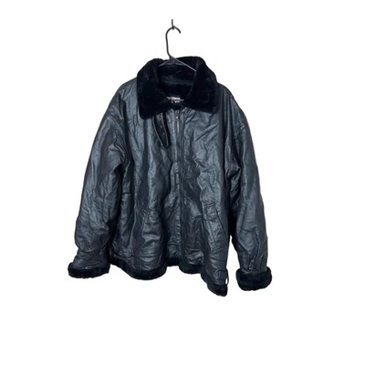 Chaqueta de cuero Wilda vintage para mujer talla XXL negra bombardero piel sintética Foto 1 de 4