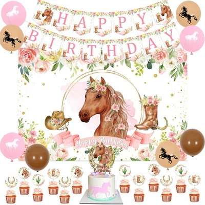 Horse Birthday Party Decorations Kit for Girls - Themes Banner & Photo Backdr... - Image 1 of 4