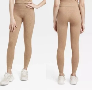 Leggings Joy Lab tiro alto acanalados sin costuras 7/8 para mujer medio elástico marrón - Imagen 1 de 7