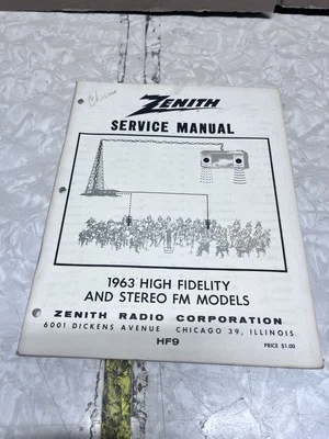 Zenith HF9 1963 High Fidelity Stereo FM Models Service Manual  - Image 1 of 3