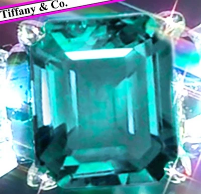 TIFFANY & CO. Anillo de Diamantes Oro 14K COLOMBIANO Esmeralda Diamante Anillo Patrimonio De Colección Foto 1 de 4