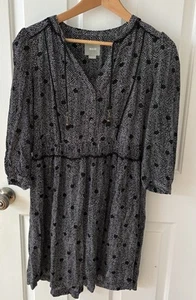 Maeve Womens Galen Shift Dress Medium Black White Tassel Patterned Anthropology - Picture 1 of 6