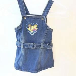 Vintage Disney Prinzessin Overall Jeanskleid Mädchen 3T Teil Bestickt Jeanskleid - Bild 1 von 6