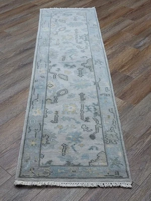 Alfombra turca Bohemia Oushak, alfombra contemporánea turca Oushak hecha a mano, 2x8 pies Foto 1 de 4