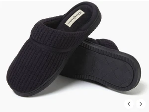 Dearfoams Serena melierte Damen-Chenille-Abnutzungsspuren ─ schwarz ─ Small 5/6 - Bild 1 von 13