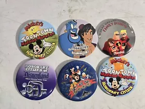 6 Vintage Disneyland pin lot pins pinbacks #16 Honorary Citizen Aladdin Etc - Picture 1 of 1