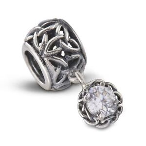 Keltischer Knoten Silber Perle Anhänger mit Kristall