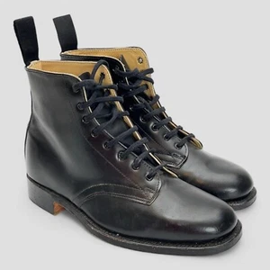 Baxter Ran women's Ankle Boots Black Leather Lace-Up Round Toe Comfort Shoes - Picture 1 of 14