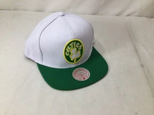 NBA Mitchell & Ness Boston Celtics Flat Brim Snapback Hat Cap White HWC Shamrock - Picture 1 of 5
