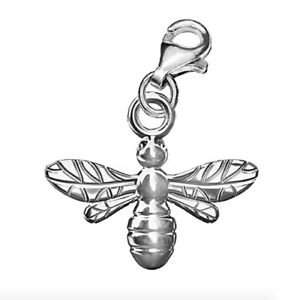 925 Sterling Silver Clip On BEE CHARM w/ lobster trigger clasp