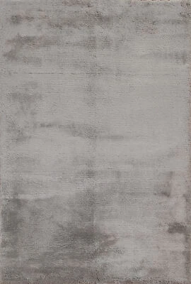 Solid Design Shaggy Turkish Area Rug 5x8 Gray Plush Carpet - Image 1 of 4