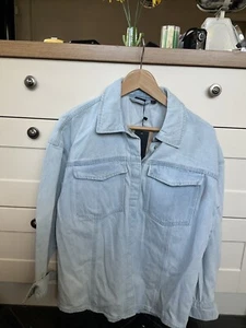 VERO MODA Vimpaloma Oversized Pale Cotton Denim Shirt 20% Recycled Medium £37 - Picture 1 of 18