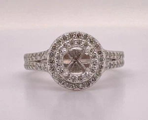 18K WG 0,85 quilates vástago dividido diamante doble halo montaje semi - Imagen 1 de 9