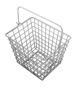 Front Handlebar White Mesh Wire Bike Bicycle Shopping Storage Basket With Handle - Picture 1 of 6