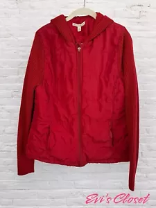 Carolyn Taylor Red Youth Jacket Puff Body Knit Sleeve Hoodie Youth XL - Picture 1 of 14