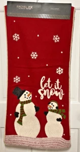 Rachel Zoe TABLE RUNNER (1) LET IT SNOW SNOWMAN RED WOOL POLYESTER 16 x 72 NIP - Picture 1 of 3
