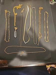 Necklaces 8 Goldtone herringbone, Mix, Pendant, Chain Link wear/resell (443) - Picture 1 of 6