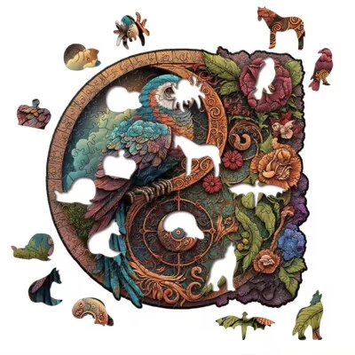 Parrot Wooden Jigsaw Puzzle A5 Bird Shapes Fun Xmas Gifts Adults Kids US Seller - Image 1 of 4