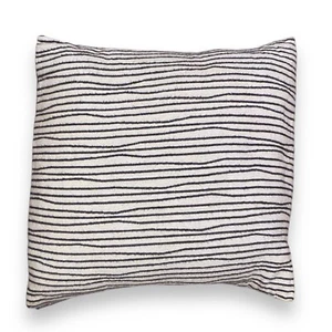 David Fussenegger Throw Accent Pillow White Black Stripes 16” x 16” Down Feather - Picture 1 of 7