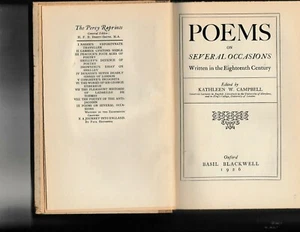 Poems Written in the XVIIIth Century The Percy Reprints No. 9 Katheleen Campbell - Picture 1 of 4