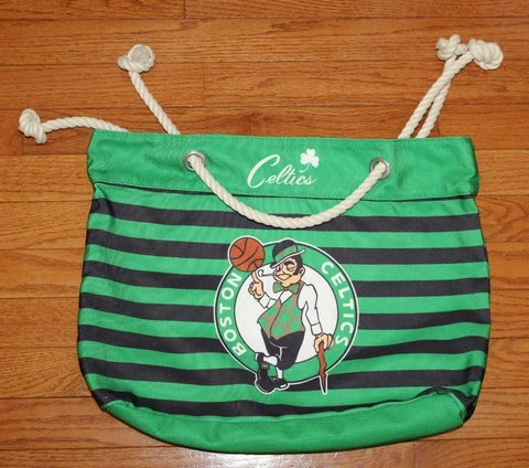 NWT Nautical Stripe Tote Canvas Bag BOSTON CELTICS Dual Rope Handles *E1 Cover