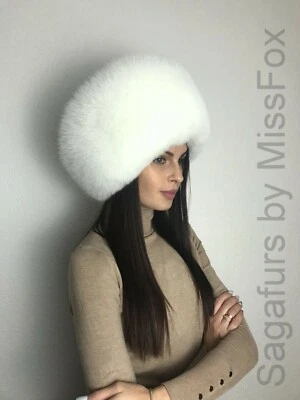  Тень синий fox полный мех зимняя шляпа для женщин.Sagafurs. (унисекс) - Изображение 1 из 4