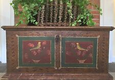  Antique  German Dutch Painted folk Art Wedding Trunk primitive chest 1800s PA
