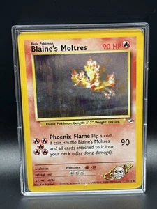 Pokémon Card Blaine's Moltres Gym Heroes 1/132 WotC Vintage 2000 Holo Rare SWIRL - Picture 1 of 2
