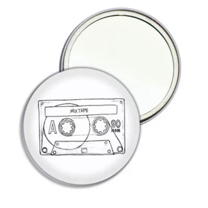 Cassette Tape Round Mirror Pocket Compact (55mm or 77mm) - Picture 1 of 6